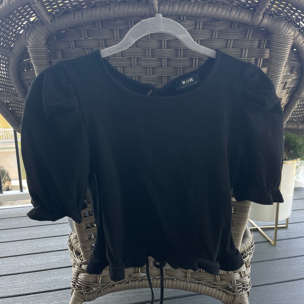 Puff Sleeve and Open Back Black Top